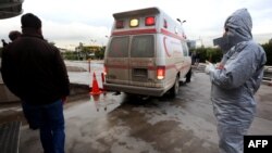 Ambulances at a hospital in Erbil