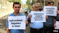 "Azadlıq" qəzetinin kollektivi “Qasid” Firmasının ofisi qarşısında etiraz aksiyası keçirib