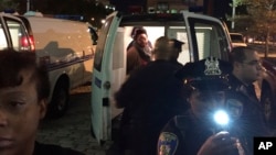 Protesters are placed into a van by police early Thursday, in Baltimore, Oct. 15, 2015.