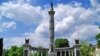 A memorial to Confederate president Jefferson Davis is seen along Monument Avenue in Richmond, Va.