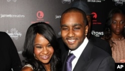 FILE - Bobbi Kristina Brown and Nick Gordon attend premiere party for "The Houstons On Our Own" at the Tribeca Grand hotel in New York.