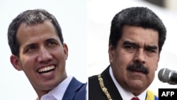 Le chef de l'opposition vénézuélienne Juan Guaido (à gauche) et le président vénézuélien Nicolas Maduro (Photo STF / AFP)