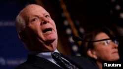 FILE - Senator Ben Cardin (D-MD) speaks at a press conference at the Capitol in Washington, D.C., March 15, 2017. 