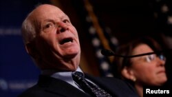 Senator Ben Cardin (D-MD) speaks at a press conference on the need for increased government transparency at the Capitol in Washington, D.C., March 15, 2017. 