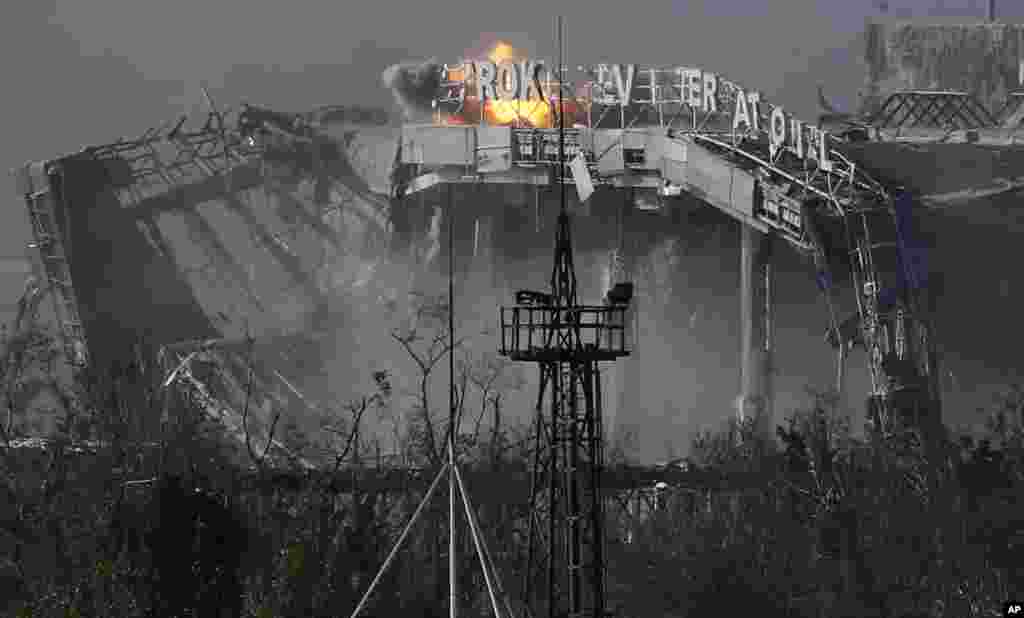 The main terminal of Donetsk Sergey Prokofiev International Airport is hit by shelling during fighting between pro-Russian rebels and Ukrainian government forces in the town of Donetsk, eastern Ukraine. 