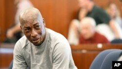 Dewayne Johnson reacts after hearing the verdict in his case against Monsanto at the Superior Court of California in San Francisco on Friday, Aug. 10, 2018. 
