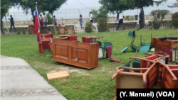 Furniture litters the ground after being dragged out of the Haitian Senate by opposition senators, May 30, 2019. 