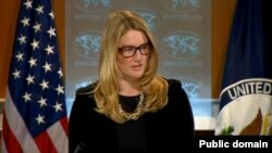 FILE - Deputy State Department Spokeswoman Marie Harf is seen at the August 28, 2013, daily briefing at the State Department in Washington, D.C.