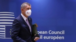 Czech Republic's Prime Minister Andrej Babis arrives for a meeting at an EU summit in Brussels, Oct. 21, 2021.