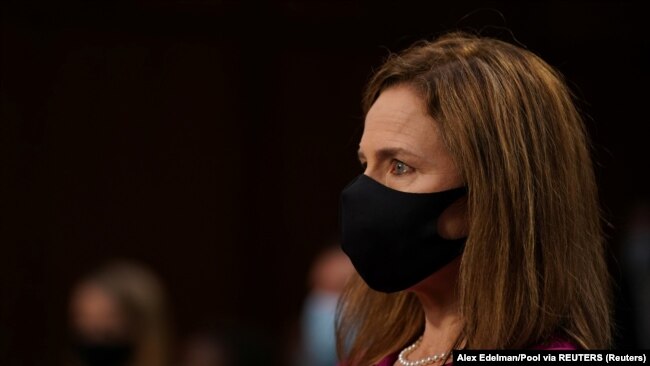 USA, Washington, Amy Coney Barrett looks on before a confirmation hearing before the Senate Judiciary Committee