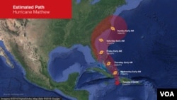 Probable path of Hurricane Matthew