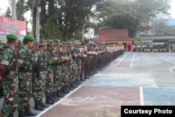 Apel Pergeseran Pasukan Pengamanan TPS Pemilu 2019 di Lapangan Upacara Mapolres Poso (15/4) (Foto: Humas Polres Poso)