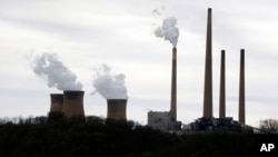 FILE - A photo taken May 5, 2014 shows the stacks of the Homer City Generating Station in Homer City, Pennsylvania.