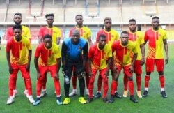Les joueurs de Sanga Balende lors de la finale de la 56e finale de la Coupe du Congo, à Kinshasa, le 30 juin 2021.