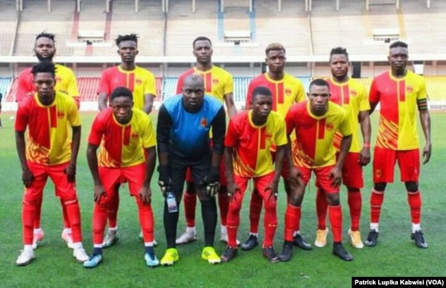Les joueurs de Sanga Balende lors de la finale de la 56e finale de la Coupe du Congo, à Kinshasa, le 30 juin 2021.