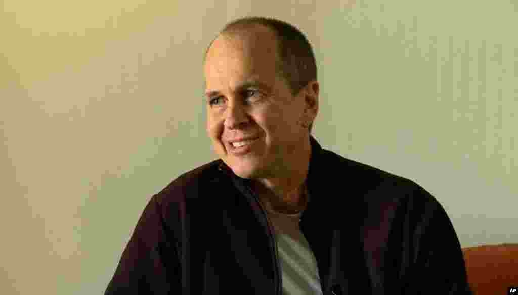 Australian journalist Peter Greste speaks during an interview a day after his release from an Egyptian prison, saying that his freedom was something of a &quot;rebirth&quot; and that&nbsp;exercising, studying and meditating was key to his well-being while incarcerated, in Larnaca, Cyprus, Feb. 2, 2015.