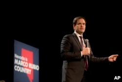 Republican presidential candidate Sen. Marco Rubio of Florida speaks at a rally in North Las Vegas, Nev., Feb. 21, 2016.
