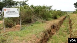 Traditional elephant control involves digging ditches, though elephants have been known to fill them in with dirt, September 28, 2012. (H. Heuler/VOA)