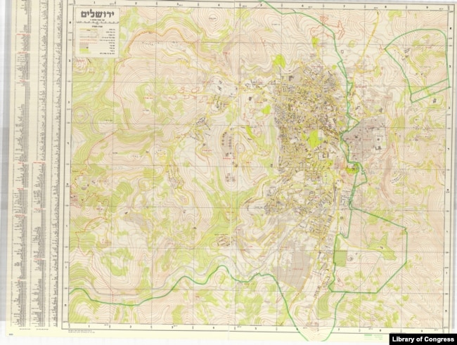1958 Israeli Surveying Department Map of Jerusalem.