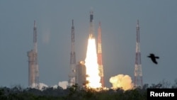 In this file photo, India's Geosynchronous Satellite Launch Vehicle Mk III-M1 blasts off carrying Chandrayaan-2, from the Satish Dhawan Space Centre at Sriharikota, India, July 22, 2019. (REUTERS/P. Ravikumar)
