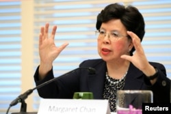 World Health Organization Director-General Margaret Chan speaks during a news conference on neglected tropical diseases in Geneva, April 18, 2017.