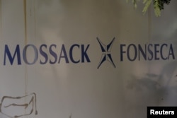 FILE - A Mossack Fonseca law firm logo is pictured in Panama City, April 3, 2016