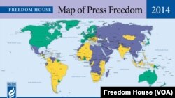 សន្ទស្សន៍​របស់​អង្គការ Freedom House អំពី​សេរីភាព​សារព័ត៌មាន​ឆ្នាំ​២០១៤។