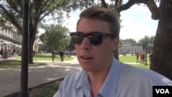 Thomas Wanko, a marketing student at the University of Houston, favors guns on campus. (G. Flakus/VOA)