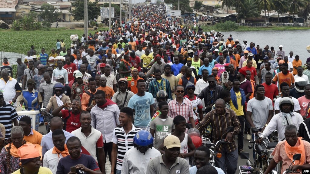 Une manifestation antigouvernementale menée par une coalition de partis de l'opposition à Lomé, 7 septembre 2017.