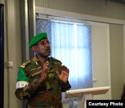 Lt. Gen. Tigabu Yilma Wondimhunegn, the force commander of the African Union Mission in Somalia (AMISOM), speaks at the closing session of the AMISOM Sector Commanders Conference, which discussed the new concept of operations in Mogadishu, Somalia, Feb. 15, 2019. The document will guide AMISOM's activities and operations during the 2018-21 period. (O. Abdisalan/AMISOM)
