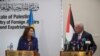 Menlu Swedia Ann Linde (kiri) dalam konferensi pers bersama Menlu Palestina Riad al-Malki di Ramallah, 19 Oktober 2021.