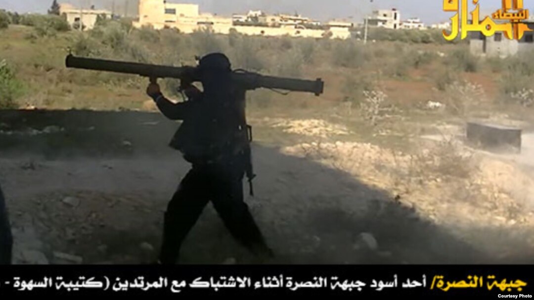 Syria's al-Nusra rebels post a photo of its fighters using an M-79 anti-tank weapon.