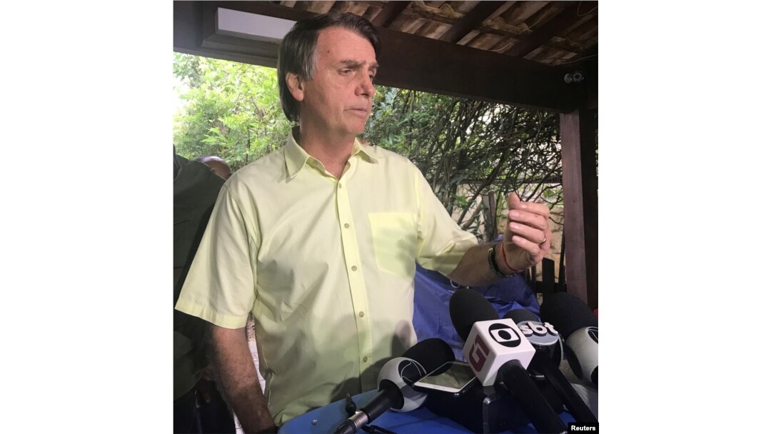 Brazilian President-elect Jair Bolsonaro talks during a news conference in Rio de Janeiro, Nov. 1, 2018.