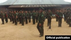 TNLA တအောင်းတပ်ဖွဲ့ စစ်ရေးလေ့ကျင့်နေစဉ် (ဓါတ်ပုံ -PSLF -TNLA News & Information Department)