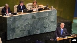 President Donald Trump speaks during the 72nd session of the United Nations General Assembly at U.N. headquarters, Sept. 19, 2017.