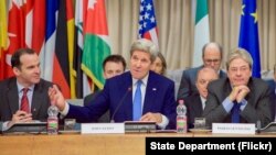 U.S. Secretary of State John Kerry on Feb. 2, 2016, at the outset of a meeting of the multinational counter-ISIL coalition. 