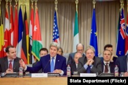 U.S. Secretary of State John Kerry delivers his opening remarks on Feb. 2, 2016, at the Italian Foreign Ministry in Rome, Italy, at the outset of a meeting of the multinational counter-ISIL coalition.