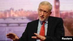 Britain's opposition Labour Party leader Jeremy Corbyn appears on the BBC's Andrew Marr Show in London, Jan. 15, 2017. While the Labour Party isn't scheduled for an election until 2020, it sees its chances of forming a majority government as slim.