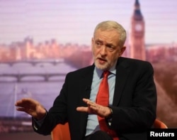 FILE - Britain's opposition Labour Party leader Jeremy Corbyn appears on the BBC's Andrew Marr Show in this photograph received via the BBC in London, Jan. 15, 2017.