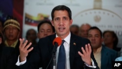 Le chef de l'opposition du Venezuela, Juan Guaido, le mardi 14 mai 2019. (Photo AP / Martin Mejia)