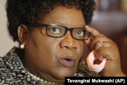 FILE - Joice Mujuru, a former Zimbabwe vice president, wants to lead the country. She's shown in 2016.