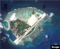 A satellite view of Woody Island.