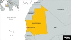 Carte de la Mauritanie en anglais.