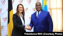 Premier ministre belge Sophie Wilmes na bokutani na président Félix Tshsiekedi na Palais de la nation na Kinshasa, 6 février 2020. (Facebook/Présidence RDC)