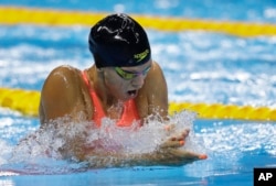Rio Olympics Swimming: Russia's Yulia Efimova competes in a women's 100-breaststroke heat during the swimming competitions at the 2016 Summer Olympics, Sunday, Aug. 7, 2016, in Rio de Janeiro, Brazil.