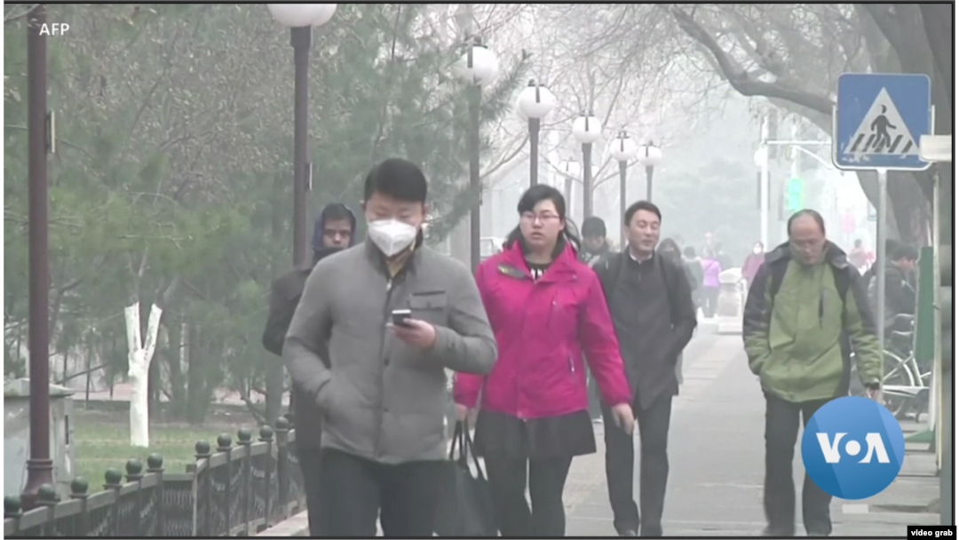 Polusi udara di China. (Foto: VOA/videograb)