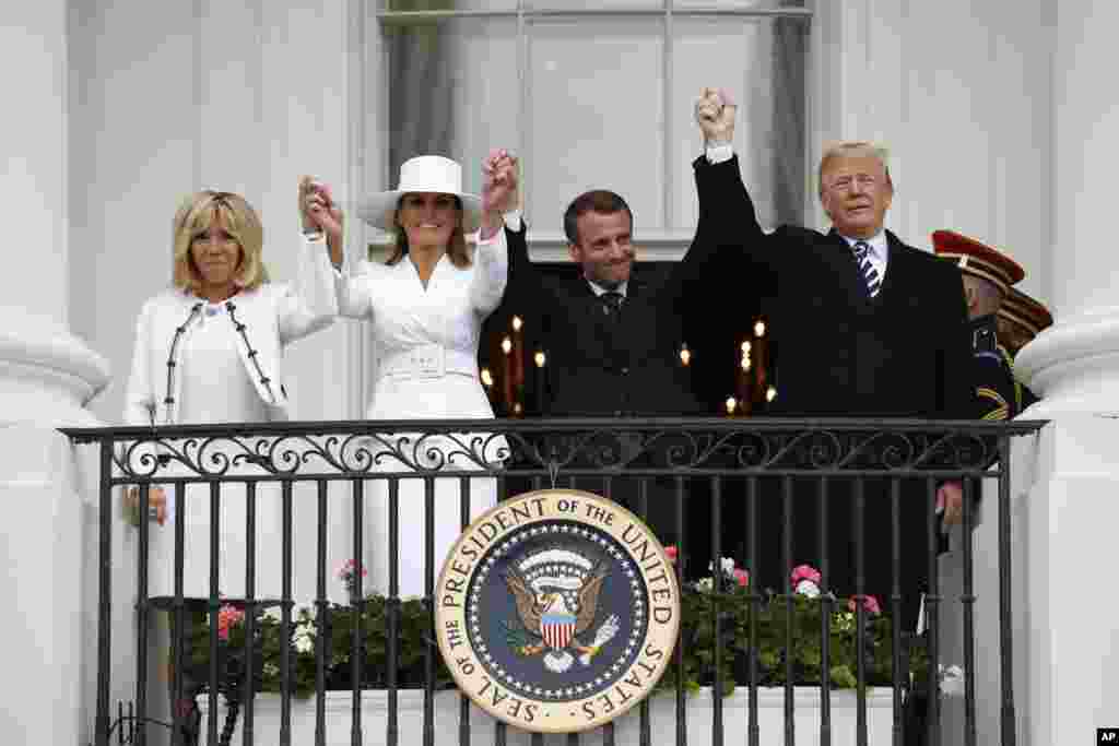 دونالد ترمپ رئیس جمهوری امریکا و همسرش روز سه شنبه از امانویل مکرون رئیس جمهوری و بانوی نخست فرانسه در قصر سفید پذیرایی کردند.