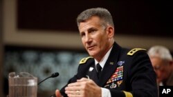 Army Lt. Gen. John Nicholson Jr., testifies before the Senate Armed Services Committee hearing considering his promotion to General, Commander, Resolute Support, Jan. 28, 2016..
