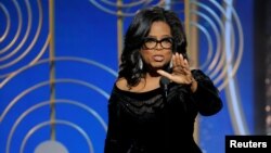 Oprah Winfrey speaks after accepting the Cecil B. Demille Award at the 75th Golden Globe Awards in Beverly Hills, California, Jan. 7, 2018. 