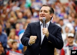 Republican presidential candidate Sen. Ted Cruz, R-Texas, speaks at a rally Saturday, March 19, 2016, in Provo, Utah.